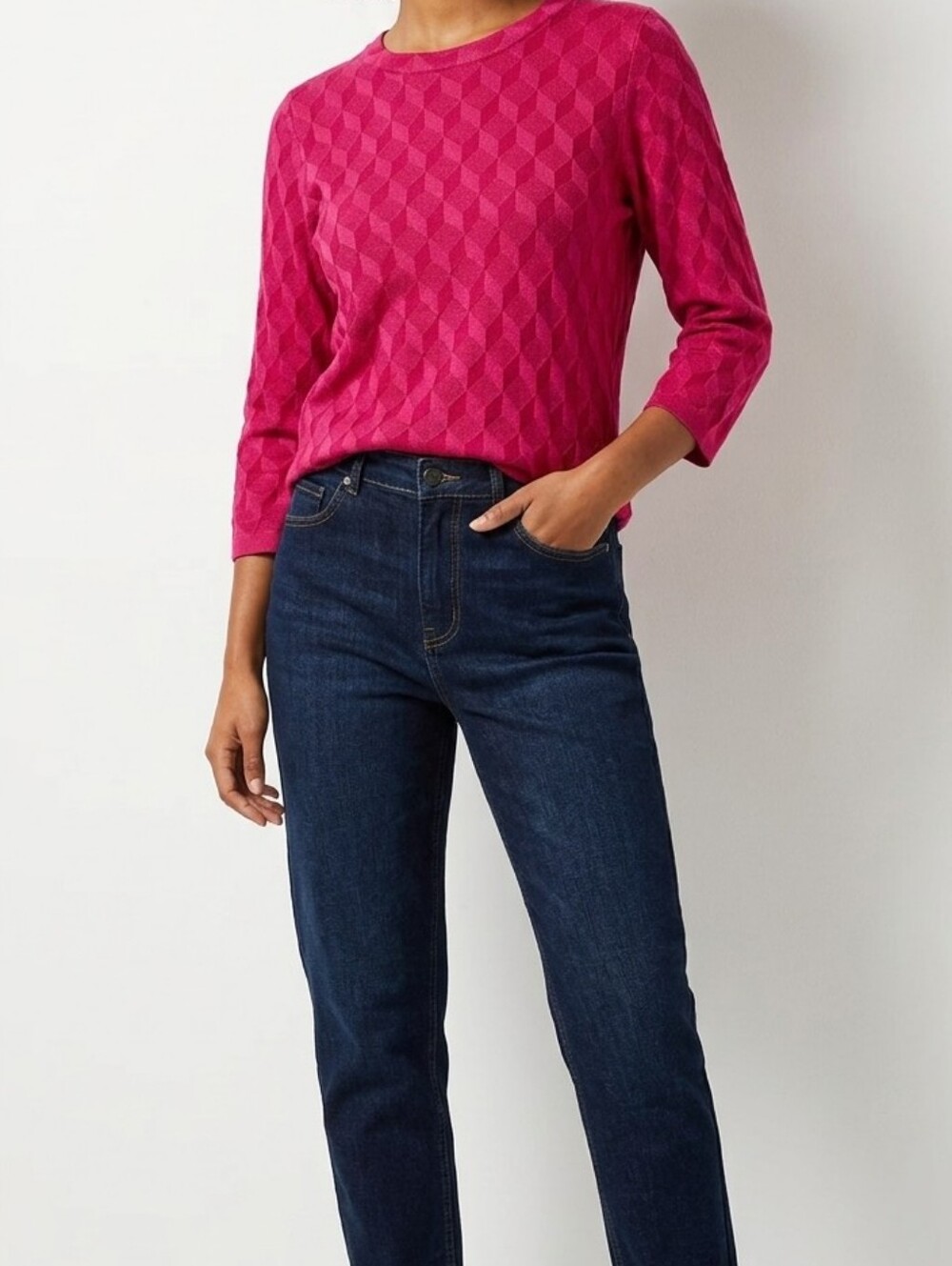 Zara Fuchsia Geometric Knit Top
